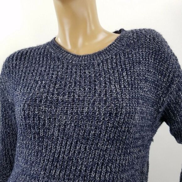Cozy Sweater Side Zip Melange Knit Gray Blue - Picture 5 of 7